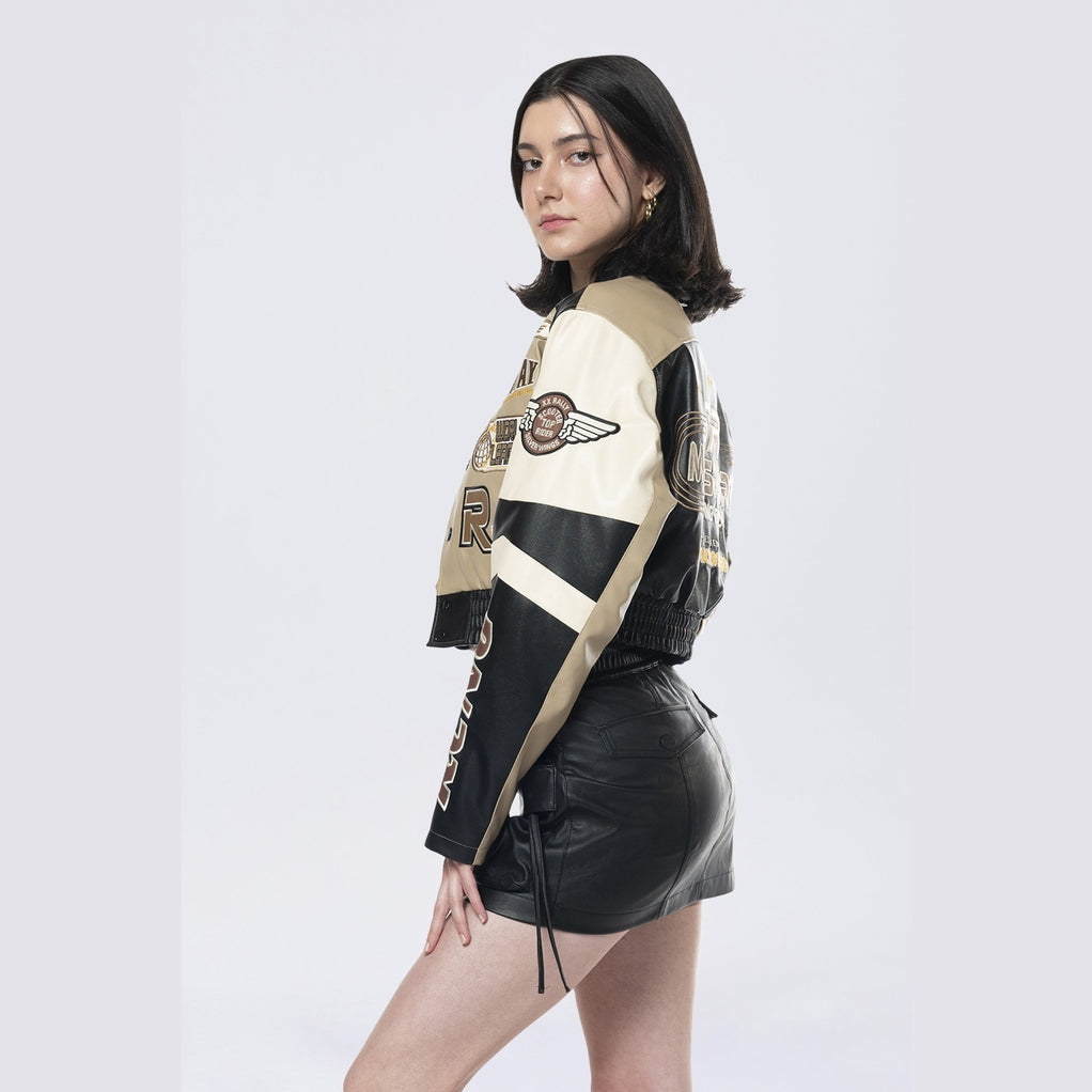 Smoke Rise RED Racing Bomber Jacket - Khaki