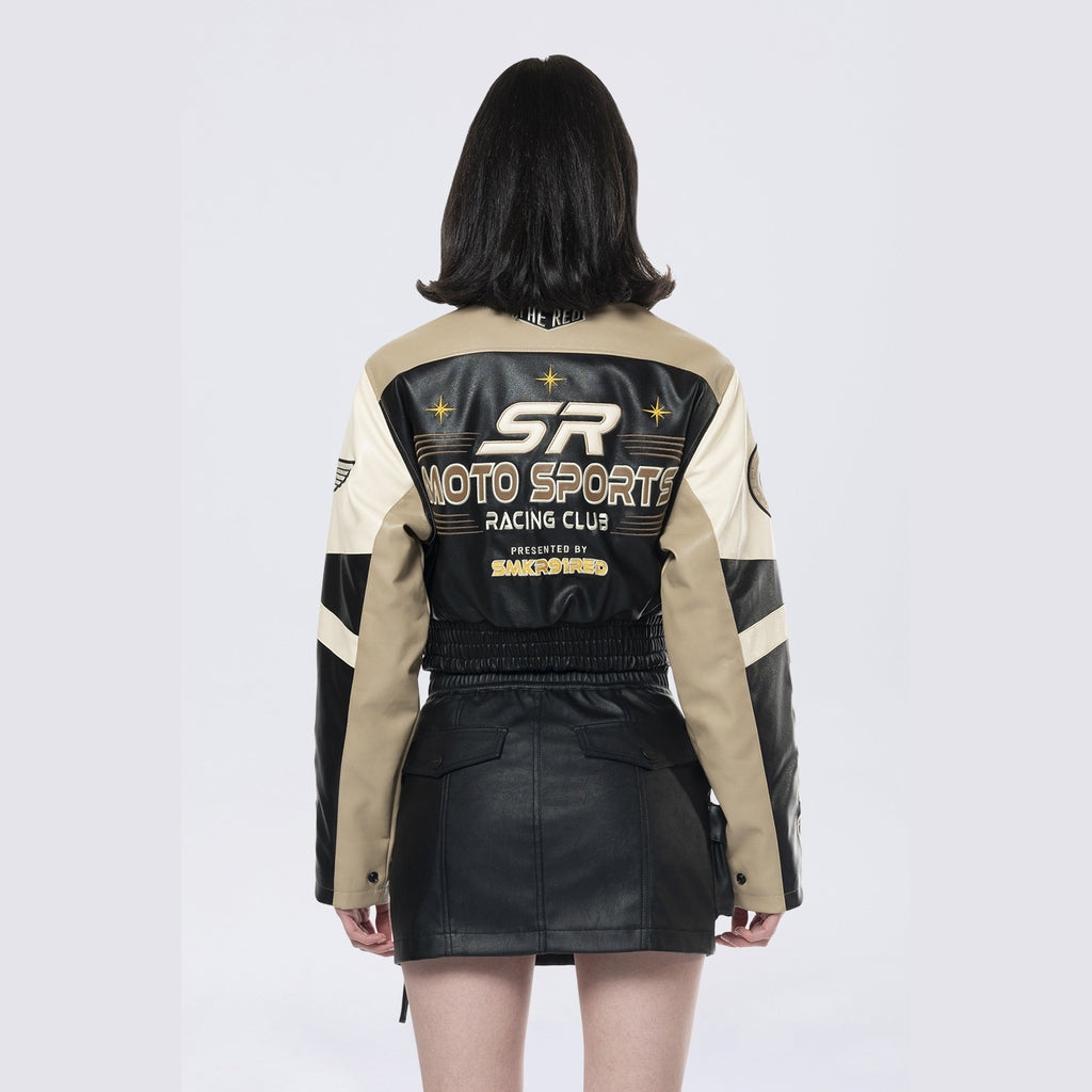 Smoke Rise RED Racing Bomber Jacket - Khaki