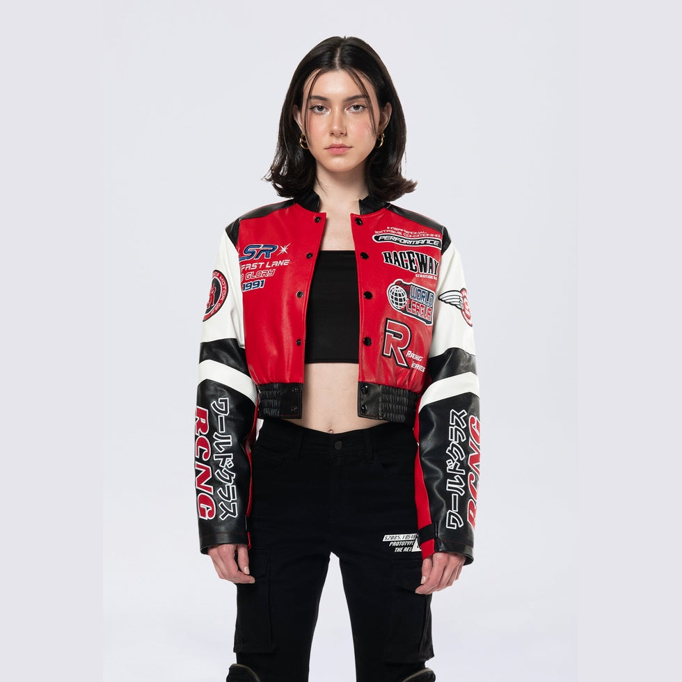 Smoke Rise RED Racing Bomber Jacket - True Red