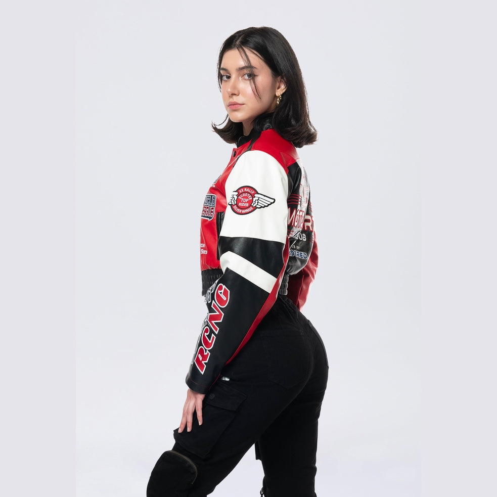Smoke Rise RED Racing Bomber Jacket - True Red