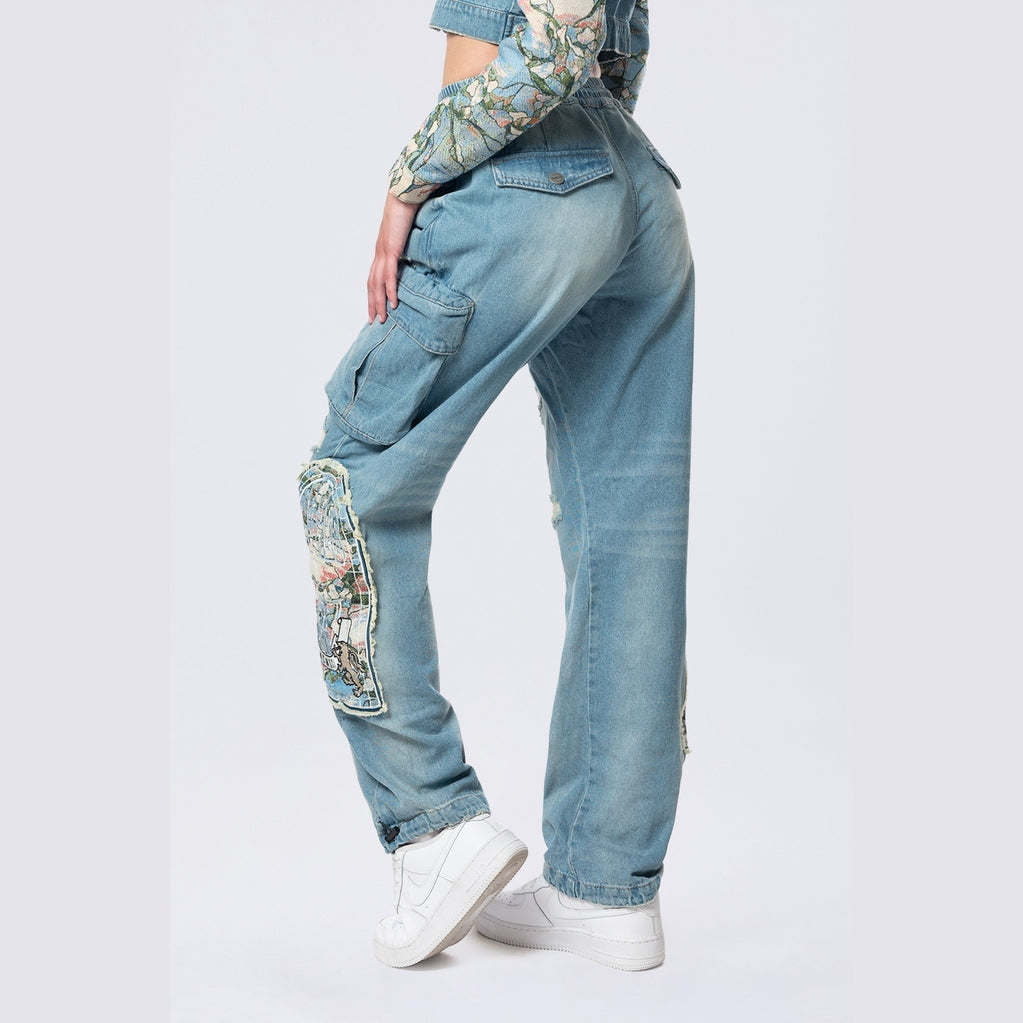 Smoke Rise RED Straight Tapestry Jeans - Seymour Blue