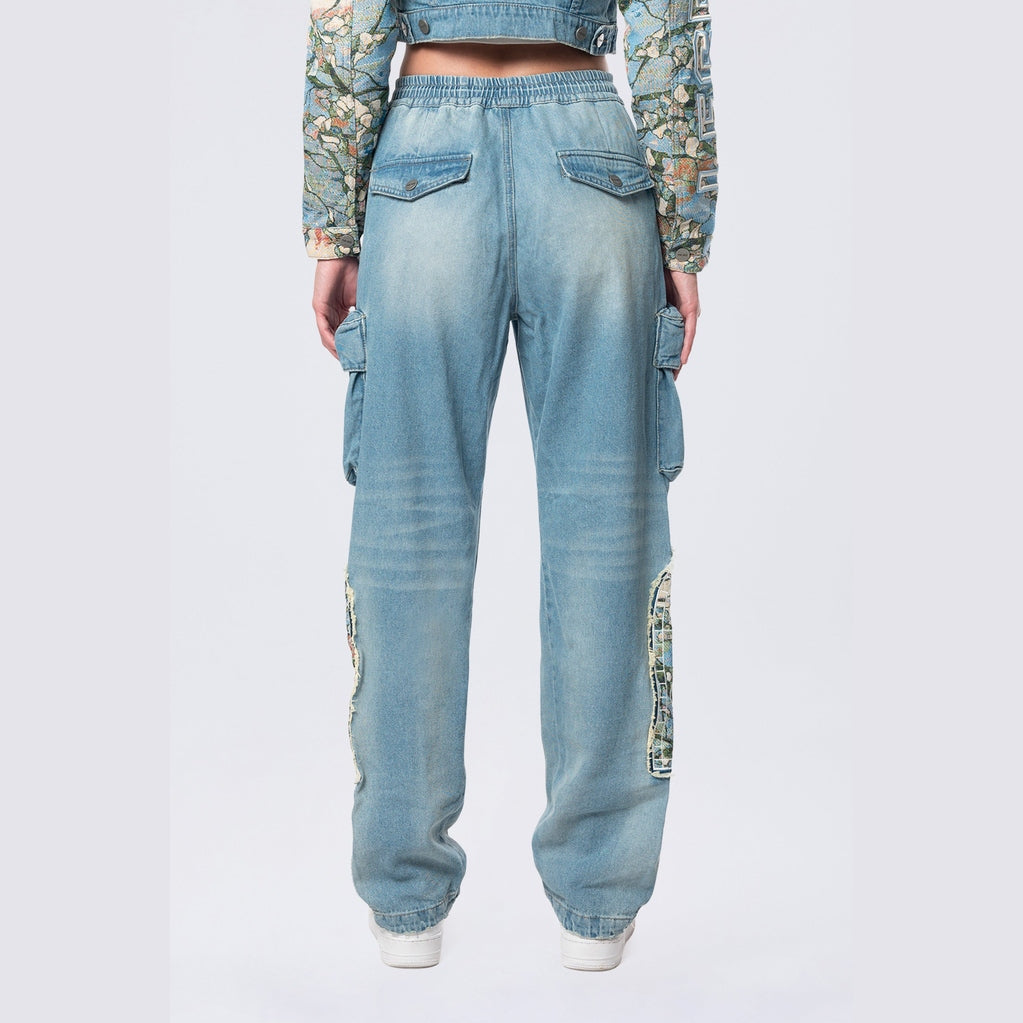 Smoke Rise RED Straight Tapestry Jeans - Seymour Blue