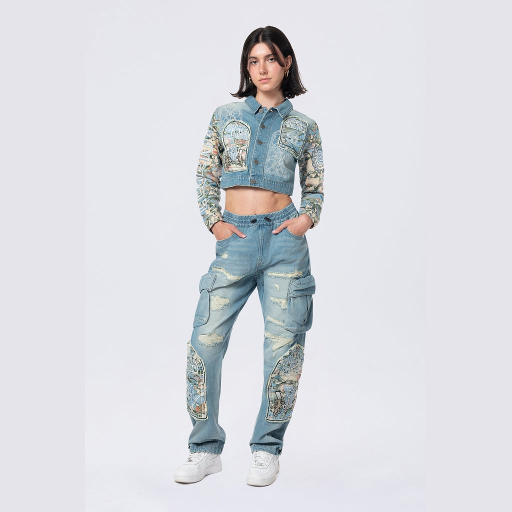Smoke Rise RED Tapestry Denim Jacket - Seymour Blue