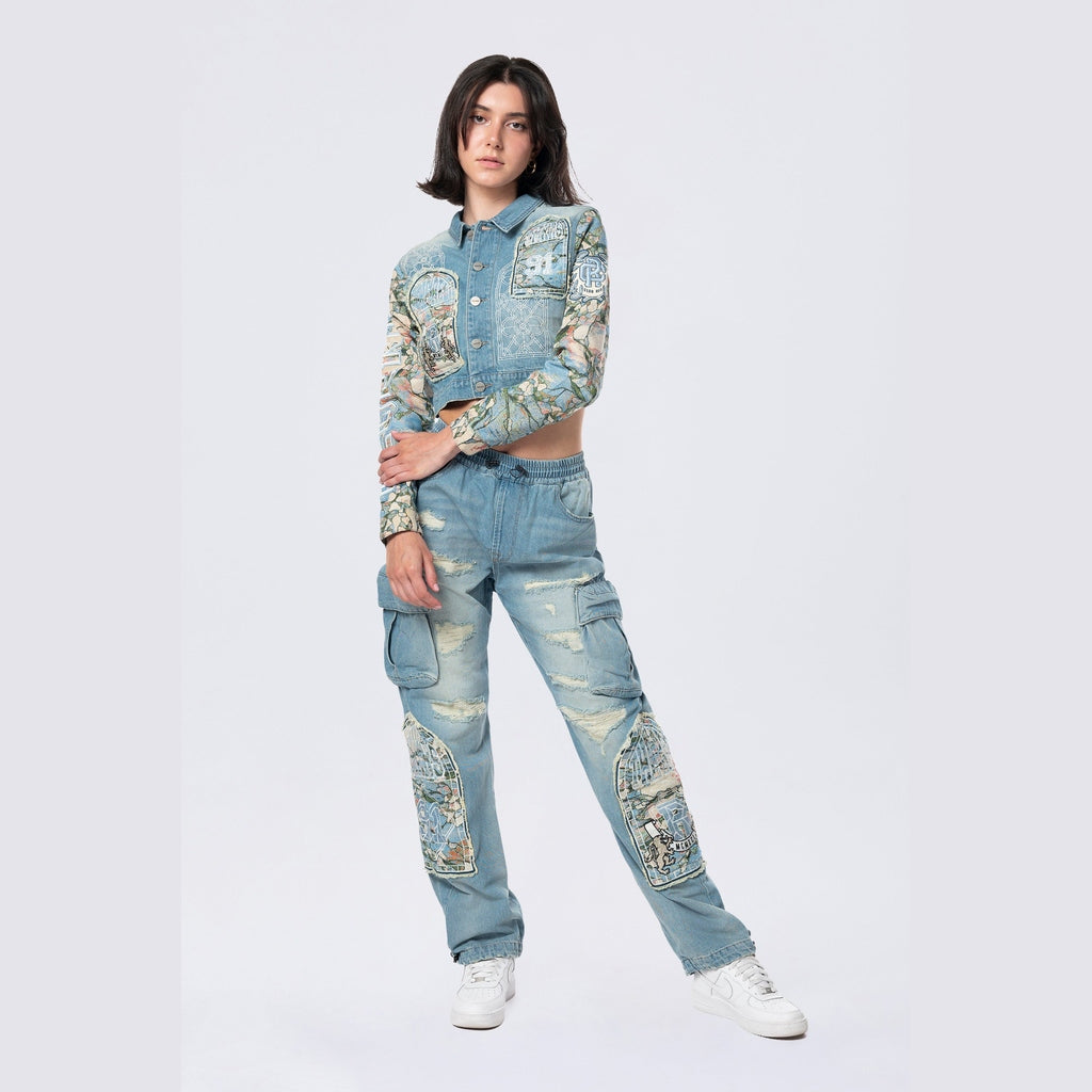 Smoke Rise RED Tapestry Denim Jacket - Seymour Blue