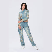 Smoke Rise RED Tapestry Denim Jacket - Seymour Blue