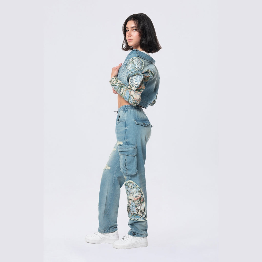 Smoke Rise RED Tapestry Denim Jacket - Seymour Blue