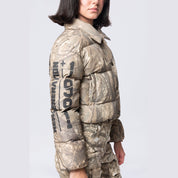 Smoke Rise RED Patched Puffer Jacket - Khaki Hunting Camo
