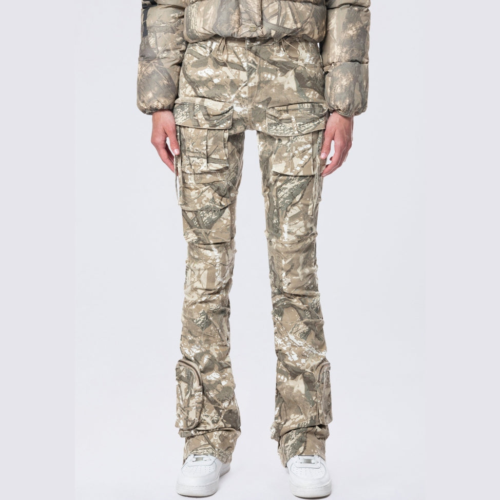 Smoke Rise RED High Rise Stacked Cargo Jeans - Khaki Hunting Camo