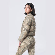 Smoke Rise RED Patched Puffer Jacket - Khaki Hunting Camo