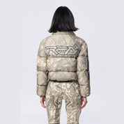 Smoke Rise RED Patched Puffer Jacket - Khaki Hunting Camo