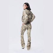 Smoke Rise RED Patched Puffer Jacket - Khaki Hunting Camo