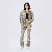 Smoke Rise RED Patched Puffer Jacket - Khaki Hunting Camo