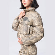 Smoke Rise RED Patched Puffer Jacket - Khaki Hunting Camo