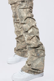 High Rise  Stacked Print Twill Pants - Khaki Hunting Camo