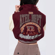 Smoke Rise RED Collared Varsity Jacket - Windsor Wine