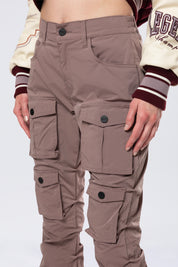 High Rise Stacked Utility Pants - Smokey Mauve