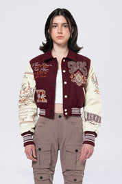 Collared Varsity Jacket - Windsor Wine