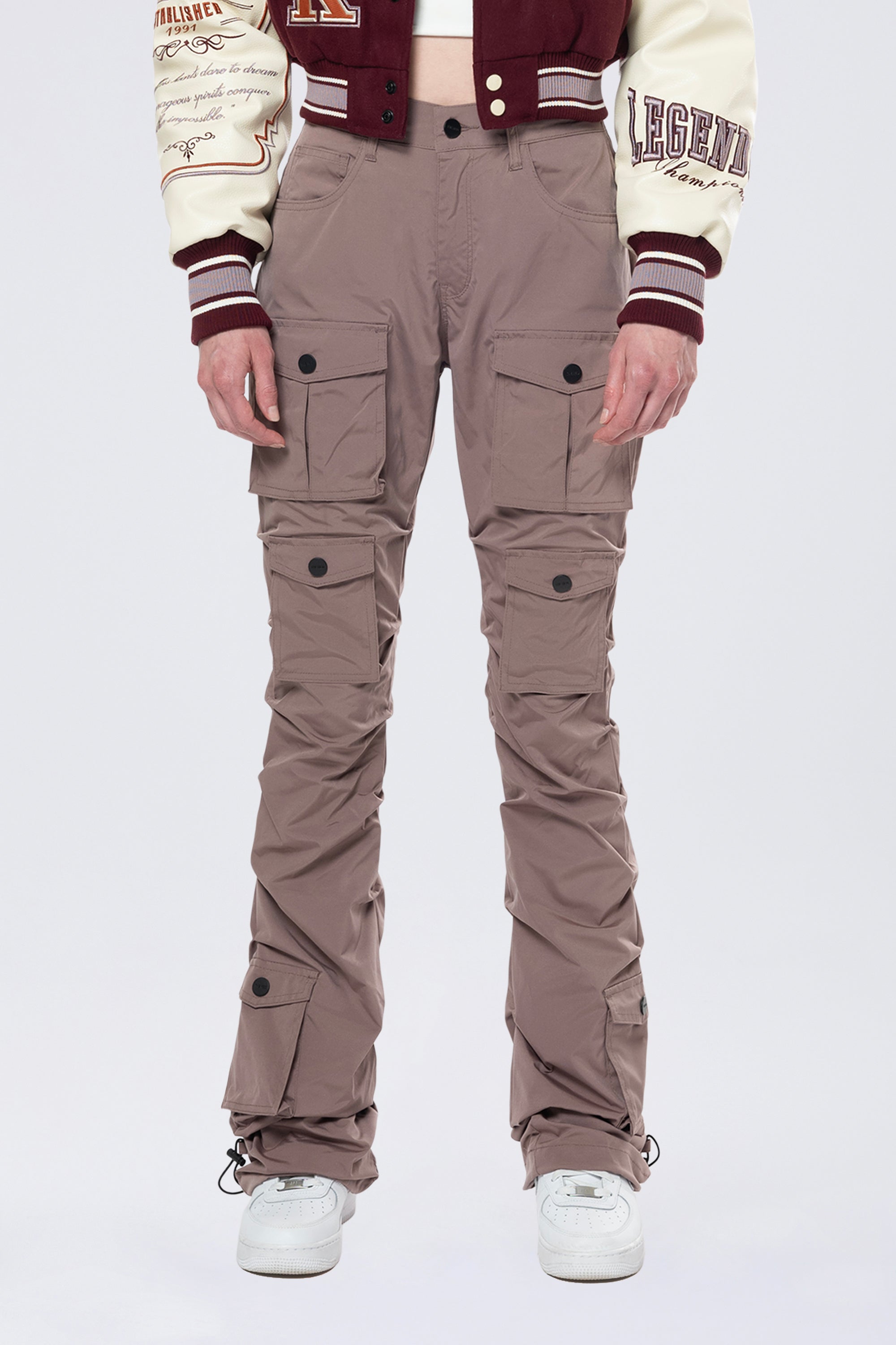 High Rise Stacked Utility Pants - Smokey Mauve