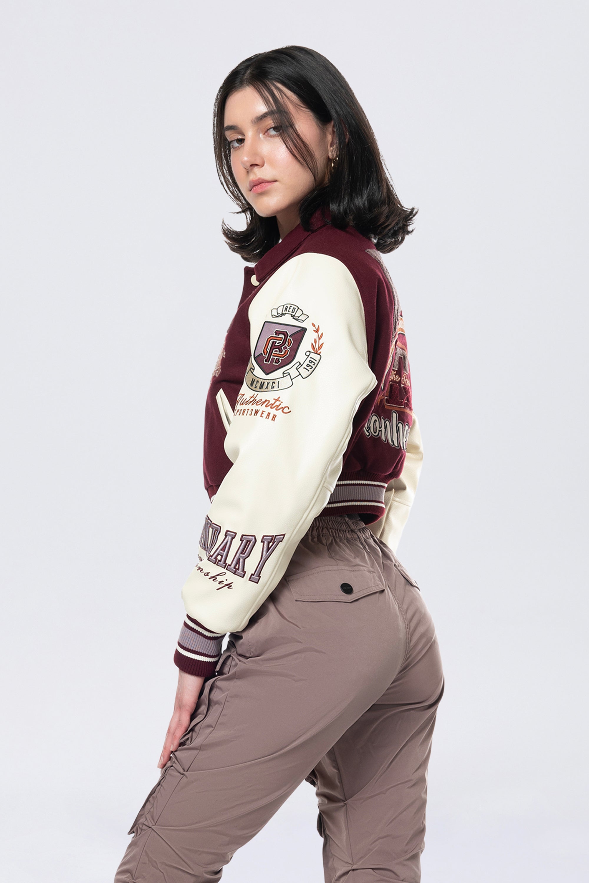 Collared Varsity Jacket - Windsor Wine