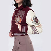Smoke Rise RED Collared Varsity Jacket - Windsor Wine
