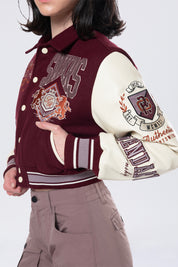 Collared Varsity Jacket - Windsor Wine