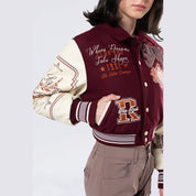 Smoke Rise RED Collared Varsity Jacket - Windsor Wine
