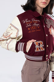 Collared Varsity Jacket - Windsor Wine