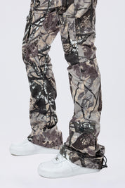 High Rise Stacked Utility Pants - Olive Hunting Camo