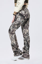 High Rise Stacked Utility Pants - Olive Hunting Camo