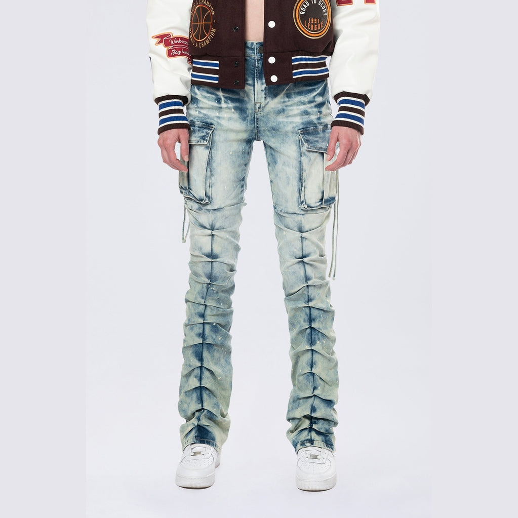 Smoke Rise RED High Rise Cargo Bootcut Jeans - Orion Blue