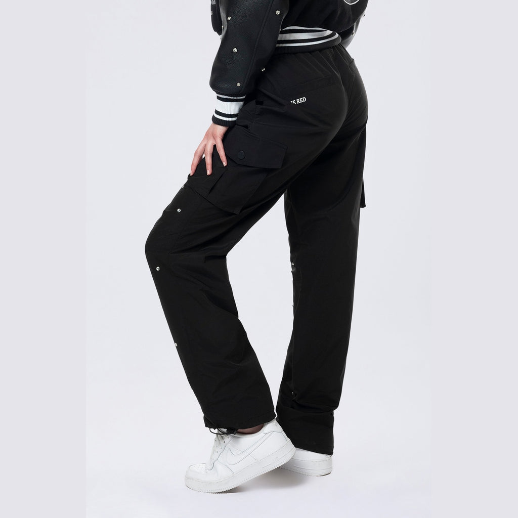 Smoke Rise RED Slouched Rhinestone Pants - Black