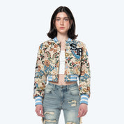 Cropped Tapestry Varsity Jacket - Botanic