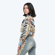 Cropped Tapestry Varsity Jacket - Botanic