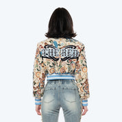 Cropped Tapestry Varsity Jacket - Botanic