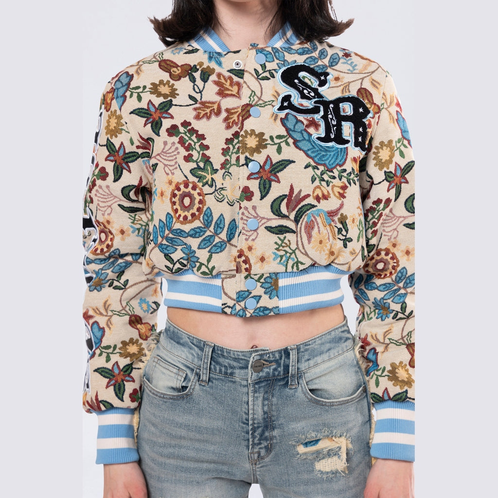 Smoke Rise RED Tapestry Cropped Jacket - Botanic