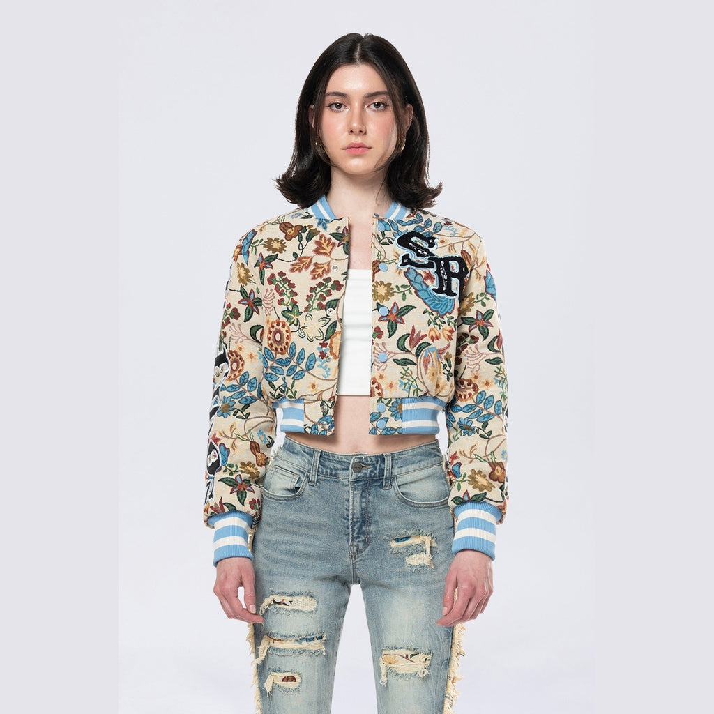 Smoke Rise RED Tapestry Cropped Jacket - Botanic