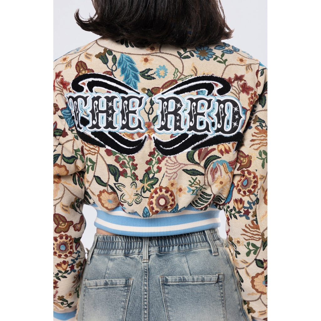 Smoke Rise RED Tapestry Cropped Jacket - Botanic