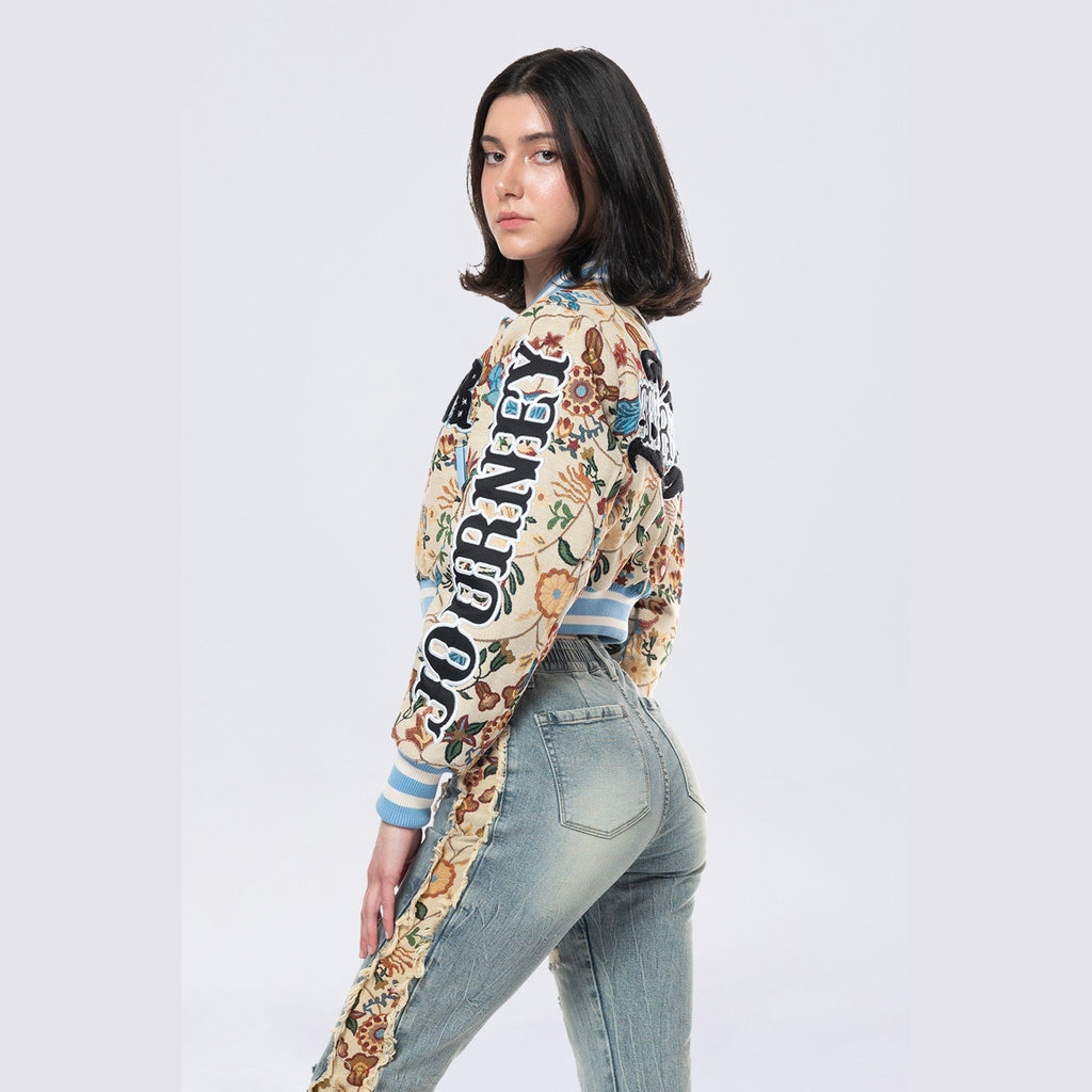 Smoke Rise RED Tapestry Cropped Jacket - Botanic