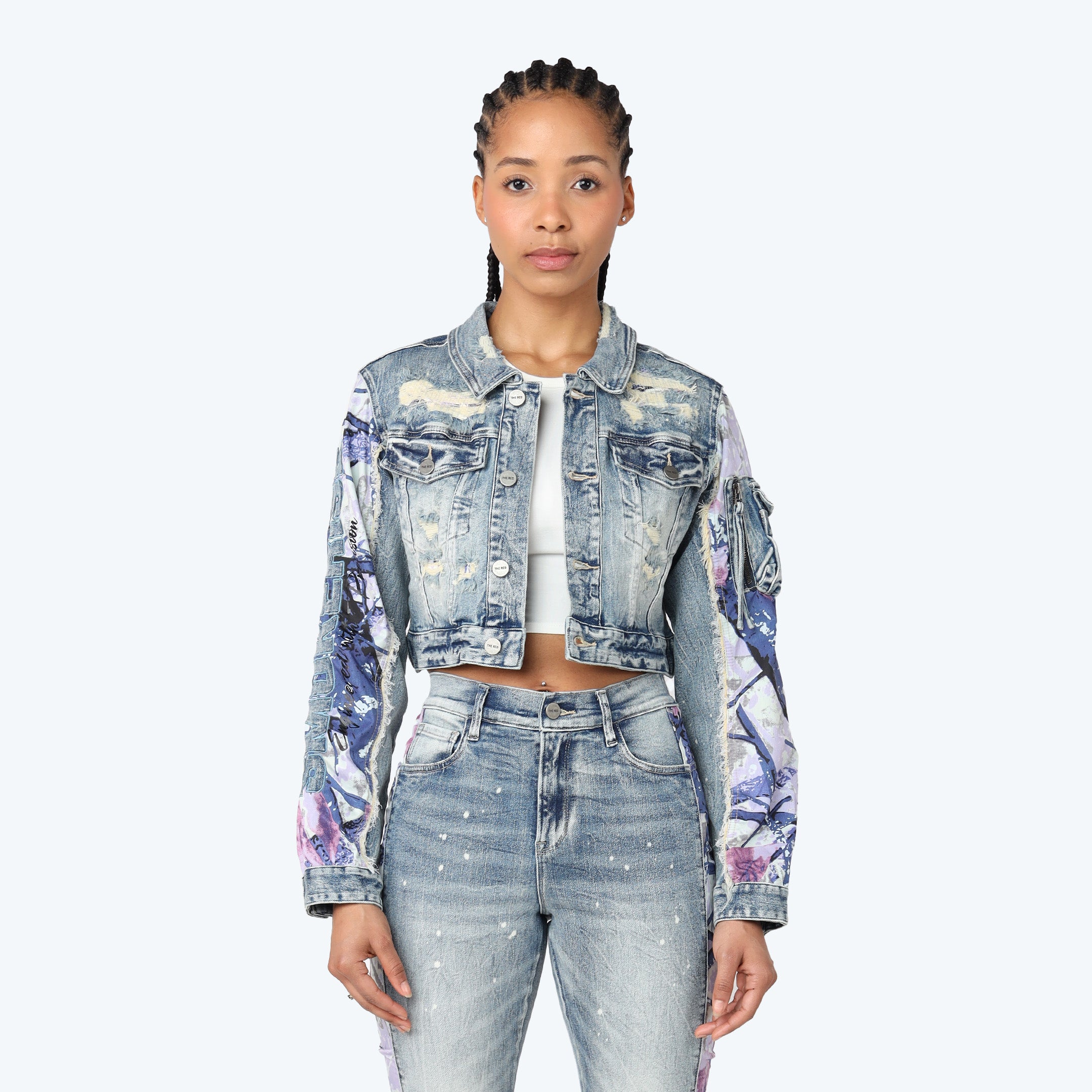 Cropped Mixed Media Jean Jacket