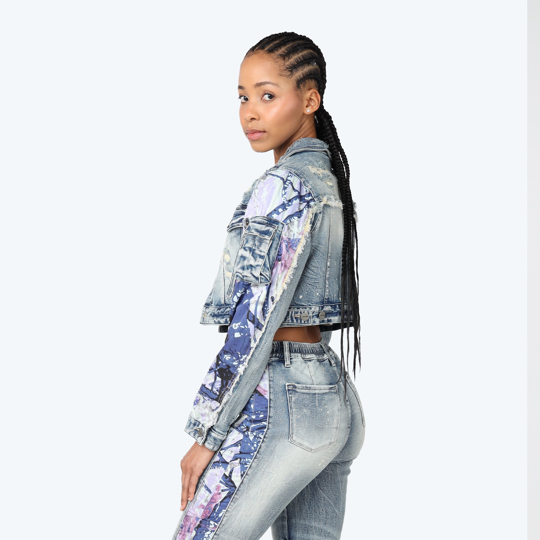 Cropped Mixed Media Jean Jacket