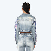 Cropped Mixed Media Jean Jacket