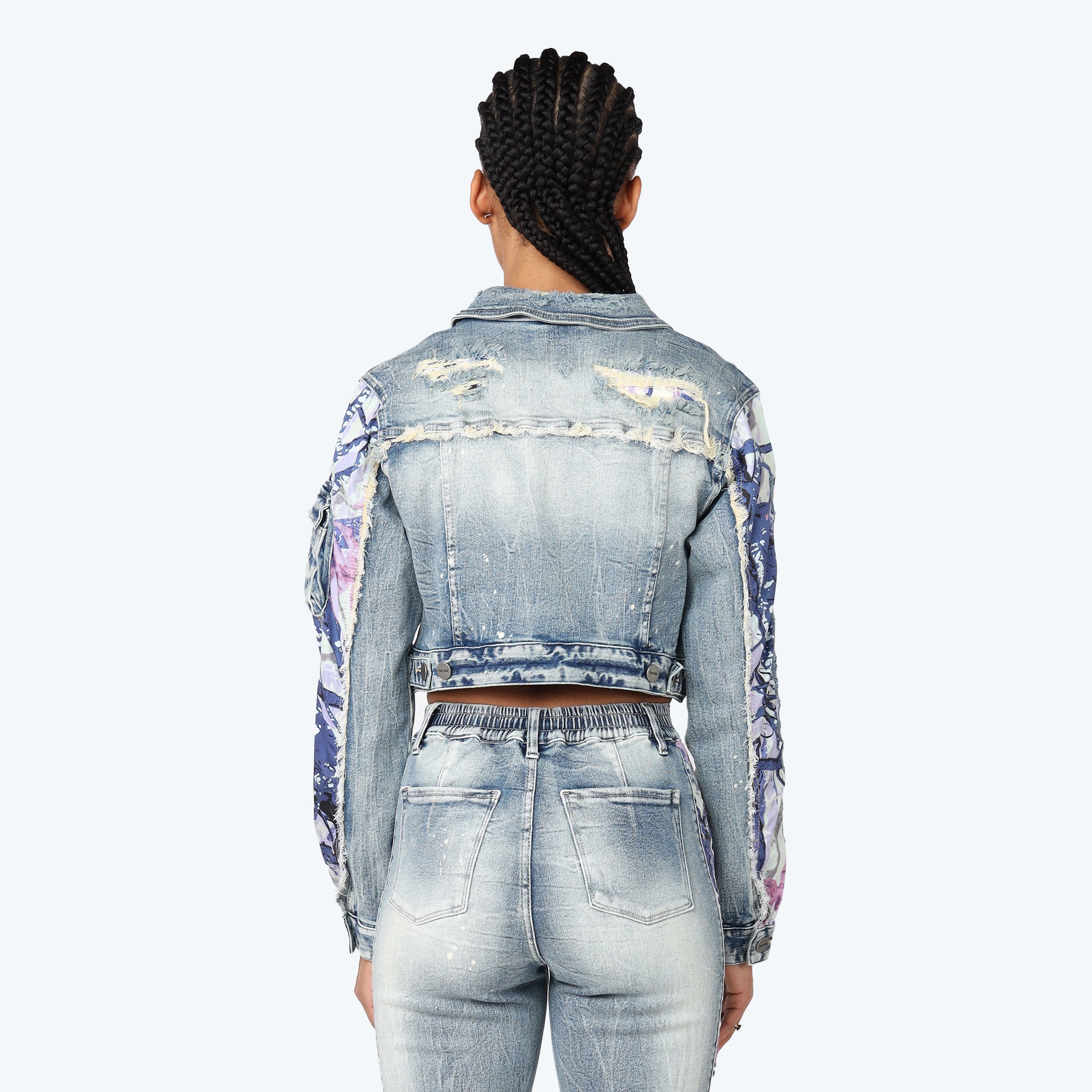 Cropped Mixed Media Jean Jacket