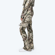 High Rise Side Pinched Stacked Pants - Olive Hunting Camo