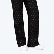 Mid Rise Wide Leg Rhinestone Jeans