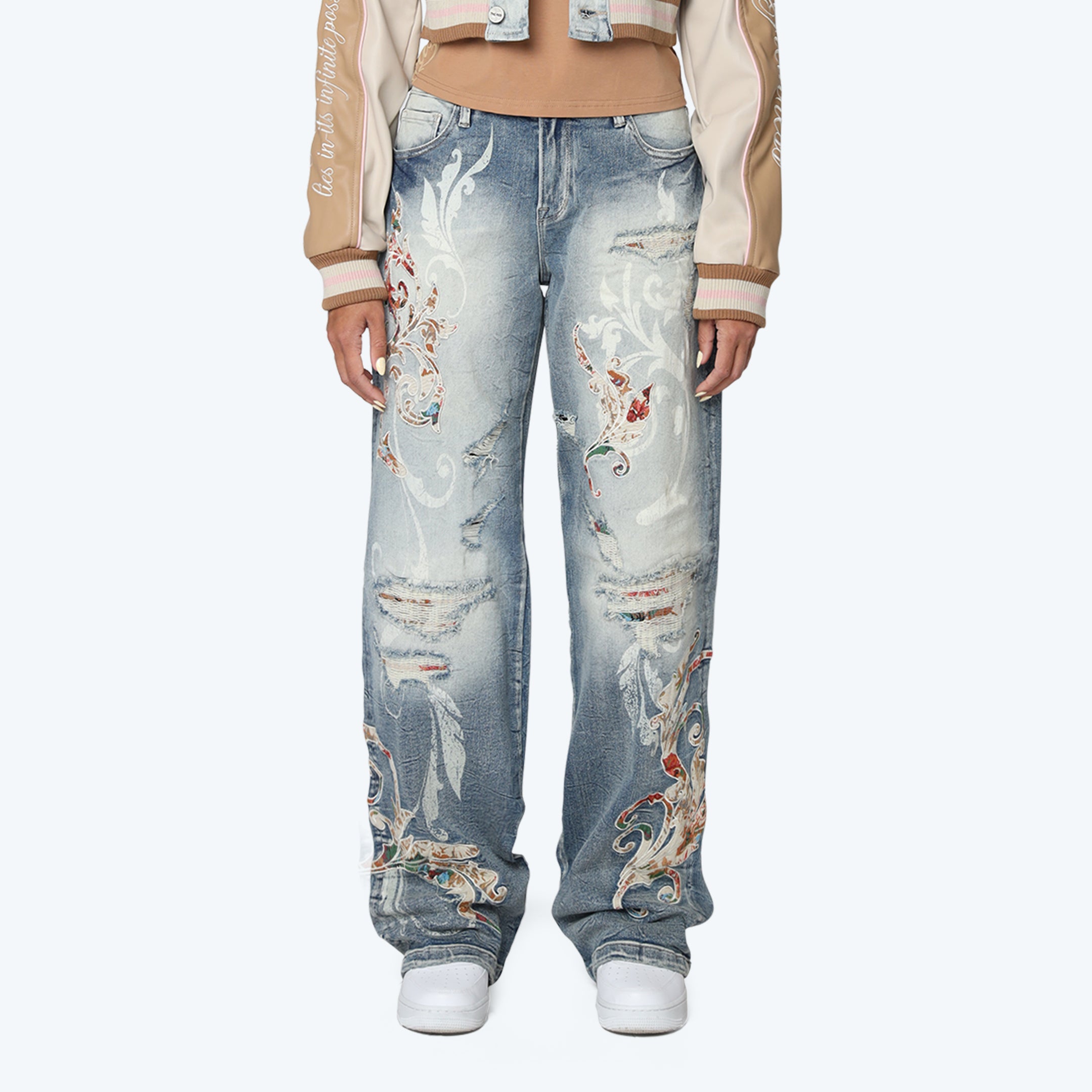 Mid Rise Wide Leg Jeans - Rhodes Blue