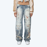 Mid Rise Wide Leg Jeans - Rhodes Blue