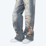 Mid Rise Wide Leg Jeans - Rhodes Blue