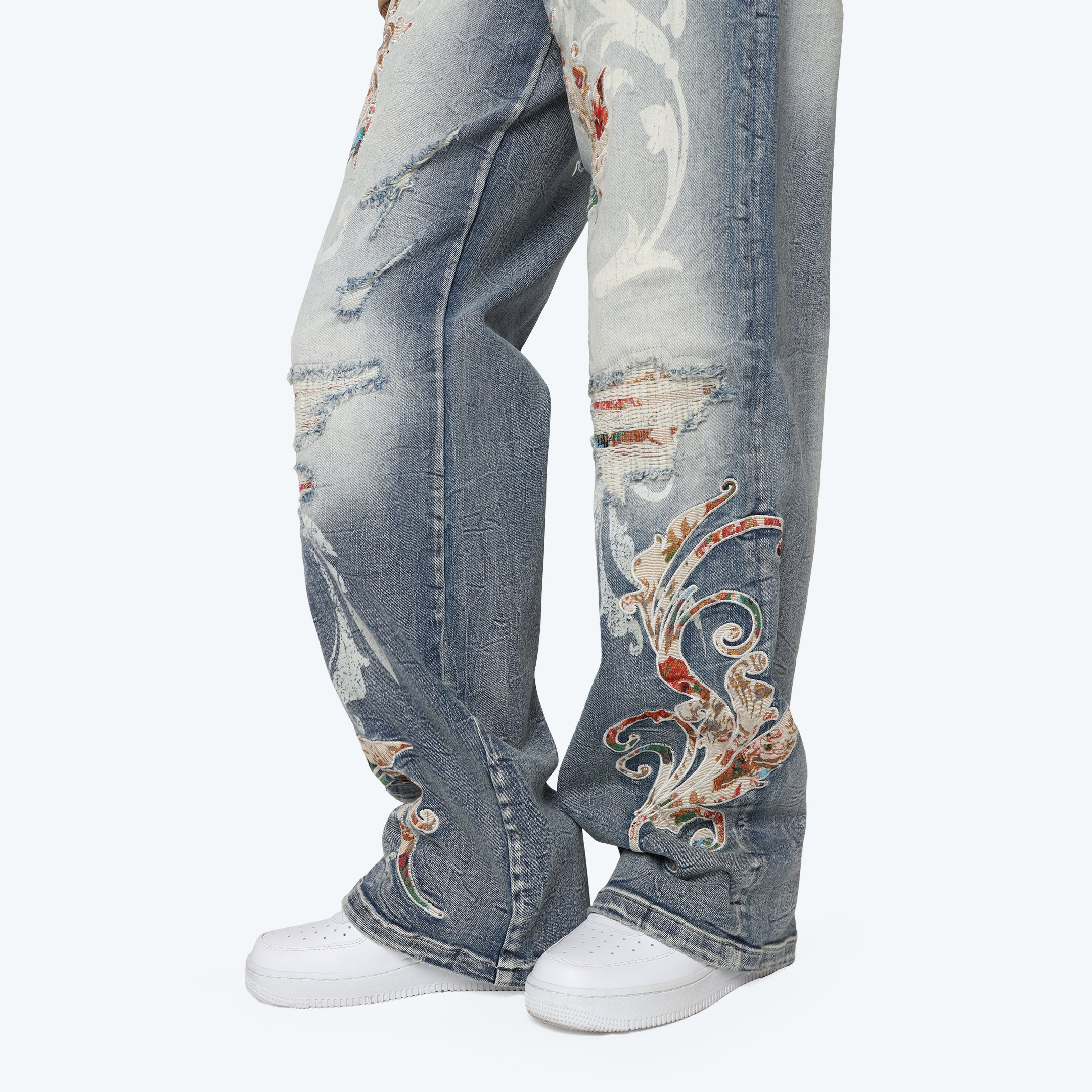 Mid Rise Wide Leg Jeans - Rhodes Blue