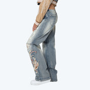 Mid Rise Wide Leg Jeans - Rhodes Blue