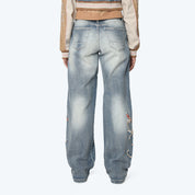 Mid Rise Wide Leg Jeans - Rhodes Blue